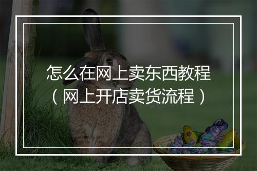 怎么在网上卖东西教程（网上开店卖货流程）