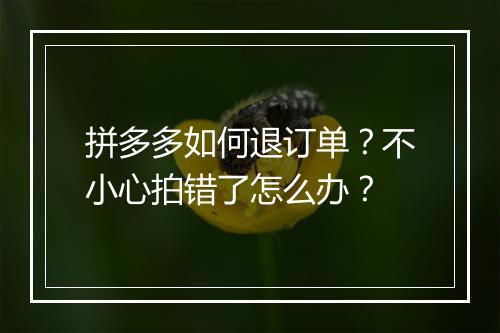 拼多多如何退订单？不小心拍错了怎么办？