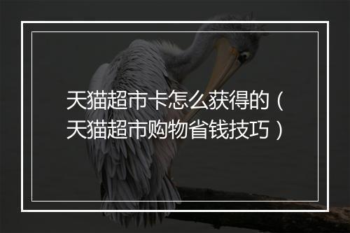 天猫超市卡怎么获得的（天猫超市购物省钱技巧）