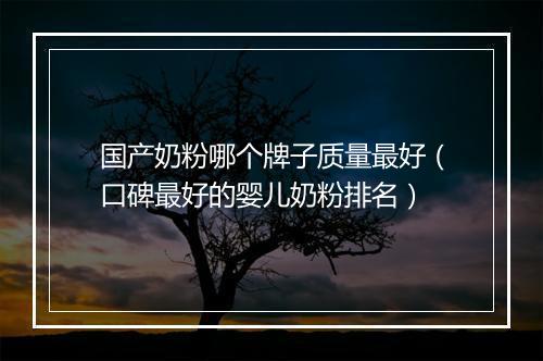 国产奶粉哪个牌子质量最好（口碑最好的婴儿奶粉排名）