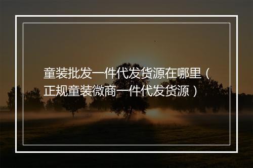 童装批发一件代发货源在哪里（正规童装微商一件代发货源）