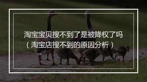 淘宝宝贝搜不到了是被降权了吗（淘宝店搜不到的原因分析）