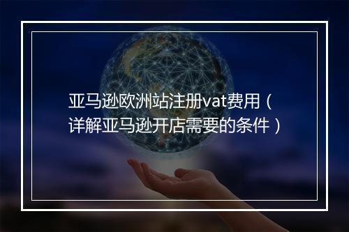 亚马逊欧洲站注册vat费用（详解亚马逊开店需要的条件）