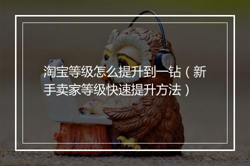 淘宝等级怎么提升到一钻（新手卖家等级快速提升方法）