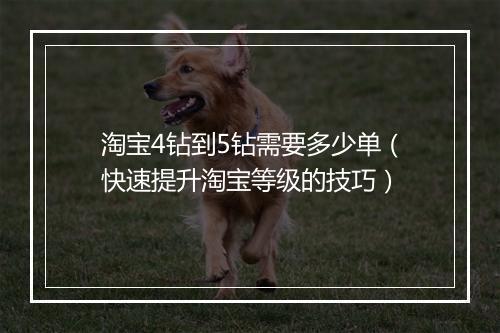 淘宝4钻到5钻需要多少单（快速提升淘宝等级的技巧）