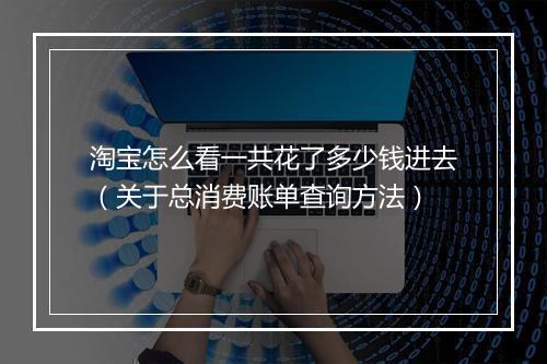 淘宝怎么看一共花了多少钱进去（关于总消费账单查询方法）