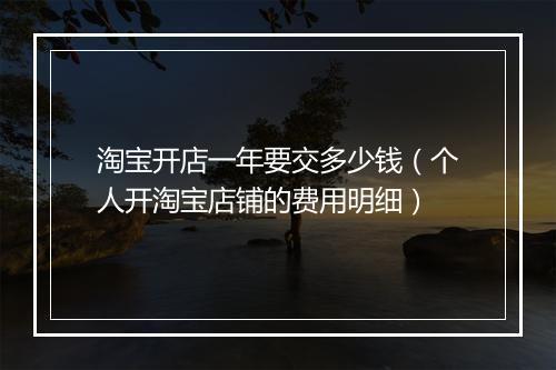 淘宝开店一年要交多少钱（个人开淘宝店铺的费用明细）