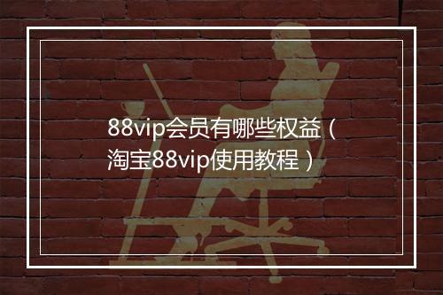 88vip会员有哪些权益（淘宝88vip使用教程）