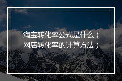 淘宝转化率公式是什么（网店转化率的计算方法）