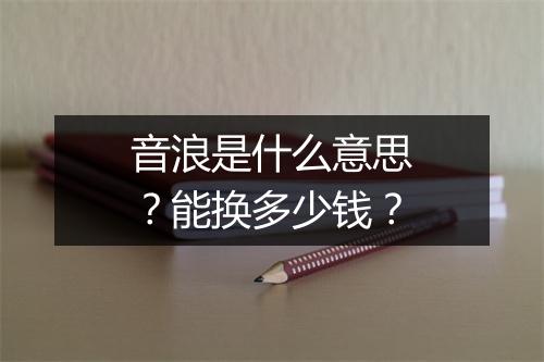 音浪是什么意思？能换多少钱？
