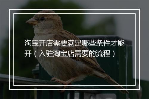 淘宝开店需要满足哪些条件才能开（入驻淘宝店需要的流程）