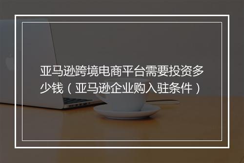 亚马逊跨境电商平台需要投资多少钱（亚马逊企业购入驻条件）
