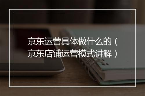 京东运营具体做什么的（京东店铺运营模式讲解）