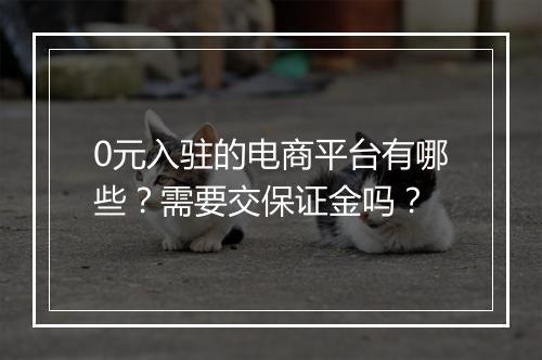 0元入驻的电商平台有哪些？需要交保证金吗？