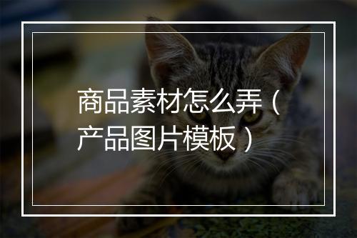 商品素材怎么弄（产品图片模板）