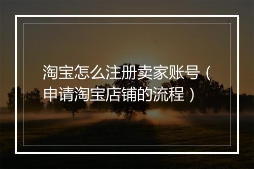 淘宝怎么注册卖家账号（申请淘宝店铺的流程）