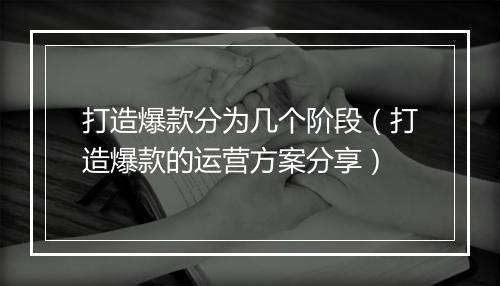 打造爆款分为几个阶段（打造爆款的运营方案分享）