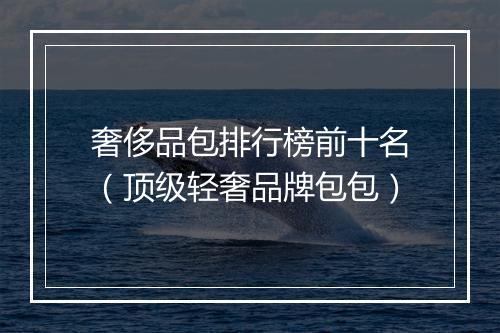 奢侈品包排行榜前十名（顶级轻奢品牌包包）