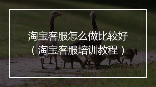 淘宝客服怎么做比较好（淘宝客服培训教程）