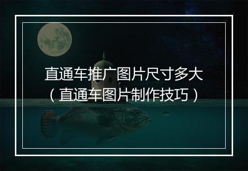 直通车推广图片尺寸多大（直通车图片制作技巧）