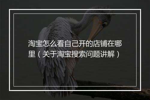 淘宝怎么看自己开的店铺在哪里（关于淘宝搜索问题讲解）