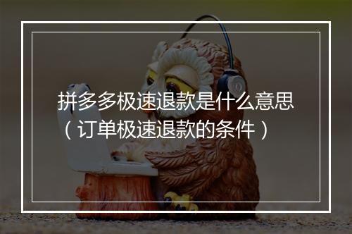 拼多多极速退款是什么意思（订单极速退款的条件）