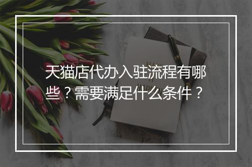 天猫店代办入驻流程有哪些？需要满足什么条件？