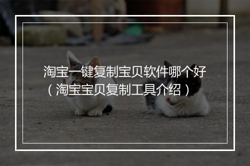 淘宝一键复制宝贝软件哪个好（淘宝宝贝复制工具介绍）