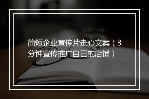 简短企业宣传片走心文案（3分钟宣传推广自己的店铺）