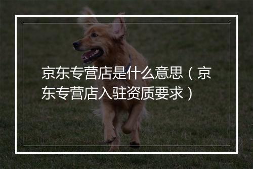 京东专营店是什么意思（京东专营店入驻资质要求）