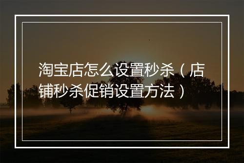 淘宝店怎么设置秒杀（店铺秒杀促销设置方法）