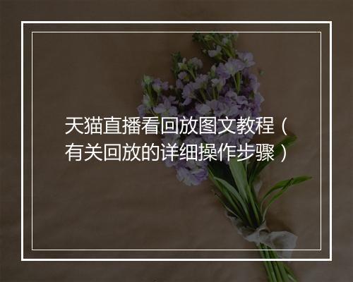天猫直播看回放图文教程（有关回放的详细操作步骤）
