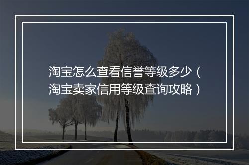 淘宝怎么查看信誉等级多少（淘宝卖家信用等级查询攻略）