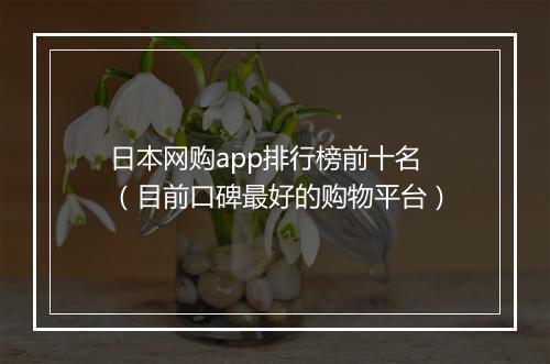 日本网购app排行榜前十名（目前口碑最好的购物平台）