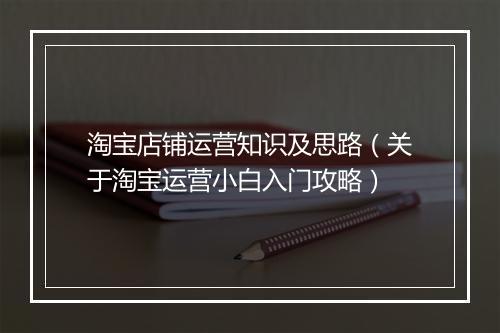 淘宝店铺运营知识及思路（关于淘宝运营小白入门攻略）