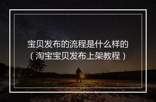 宝贝发布的流程是什么样的（淘宝宝贝发布上架教程）
