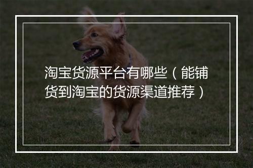 淘宝货源平台有哪些（能铺货到淘宝的货源渠道推荐）
