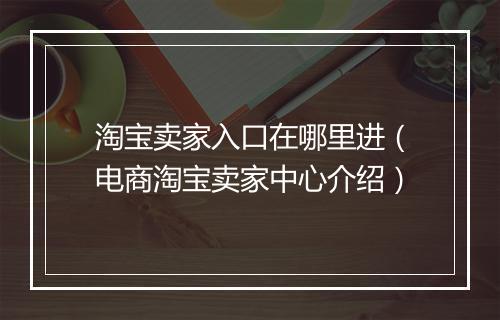 淘宝卖家入口在哪里进（电商淘宝卖家中心介绍）