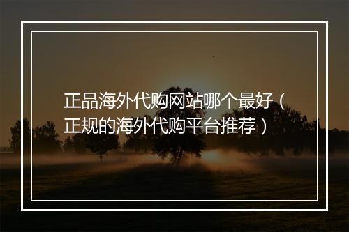 正品海外代购网站哪个最好（正规的海外代购平台推荐）