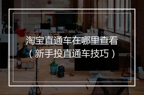 淘宝直通车在哪里查看（新手投直通车技巧）
