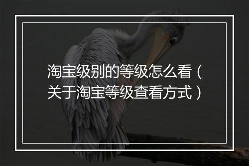 淘宝级别的等级怎么看（关于淘宝等级查看方式）