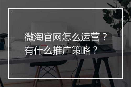 微淘官网怎么运营？有什么推广策略？