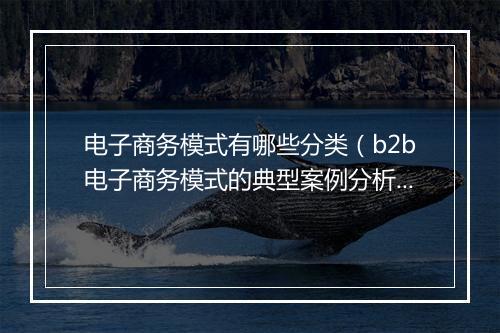 电子商务模式有哪些分类（b2b电子商务模式的典型案例分析）