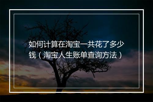 如何计算在淘宝一共花了多少钱（淘宝人生账单查询方法）