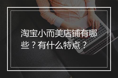 淘宝小而美店铺有哪些？有什么特点？