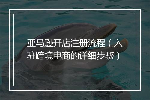 亚马逊开店注册流程（入驻跨境电商的详细步骤）