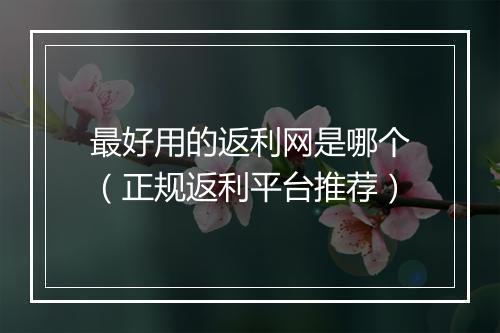 最好用的返利网是哪个（正规返利平台推荐）