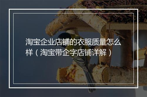 淘宝企业店铺的衣服质量怎么样（淘宝带企字店铺详解）
