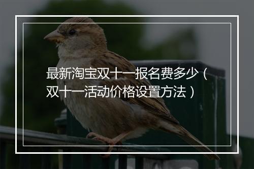 最新淘宝双十一报名费多少（双十一活动价格设置方法）