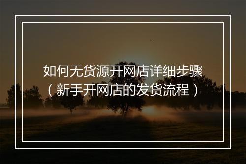 如何无货源开网店详细步骤（新手开网店的发货流程）